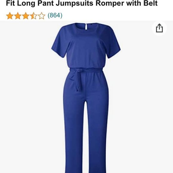 BTFBM Women’s Short Sleeve Blue Jumpsuit - Picture 4 of 6
